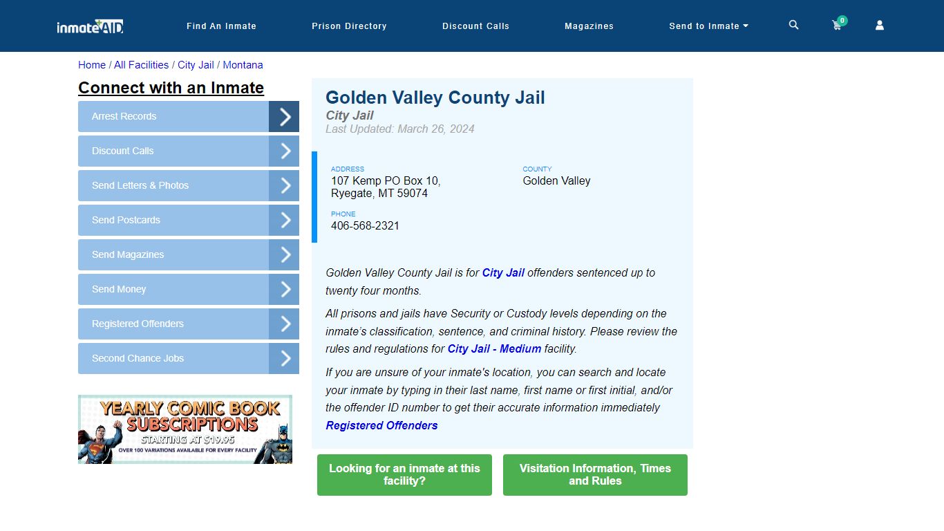 Golden Valley County Jail | Inmate Locator